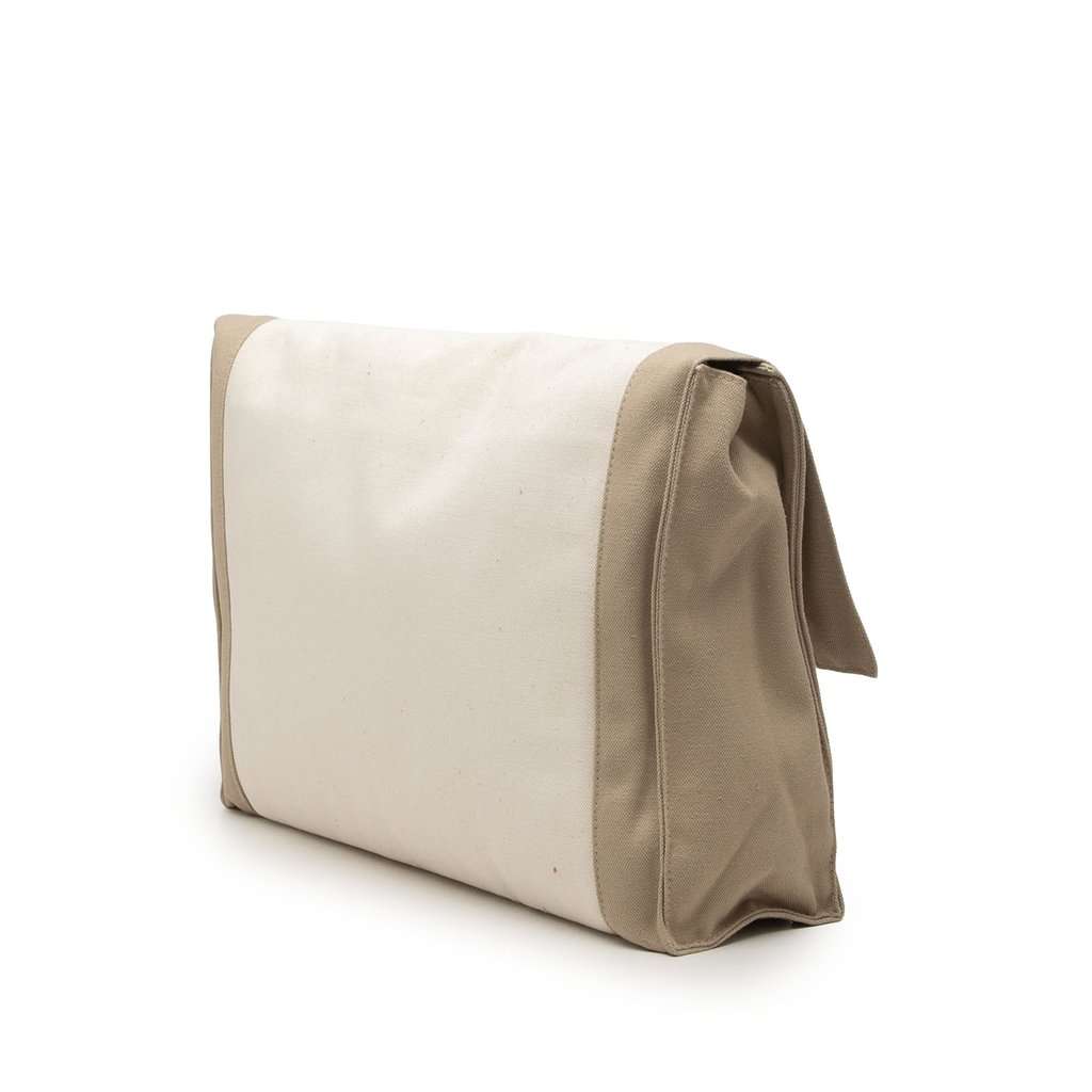 Hermès Bicolor Canvas Tapis de Selle Clutch Brown Very good condition - Back View