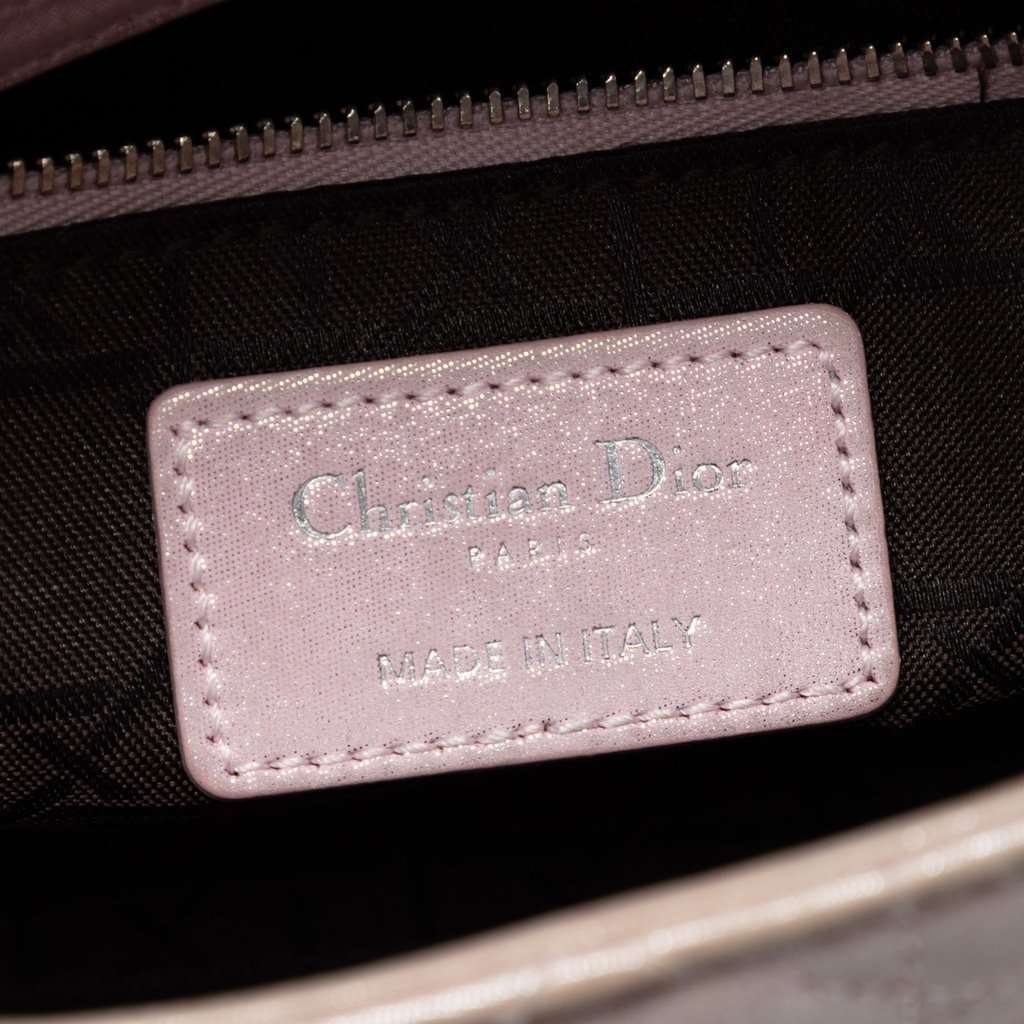 Dior Mini Iridescent Lambskin Cannage Lady Dior Pink Leather Very good condition - Box View