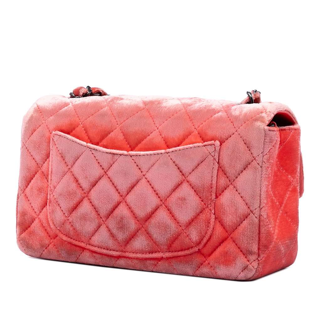 Chanel Mini Rectangular Classic Velvet Single Flap Orange Very good - Back View