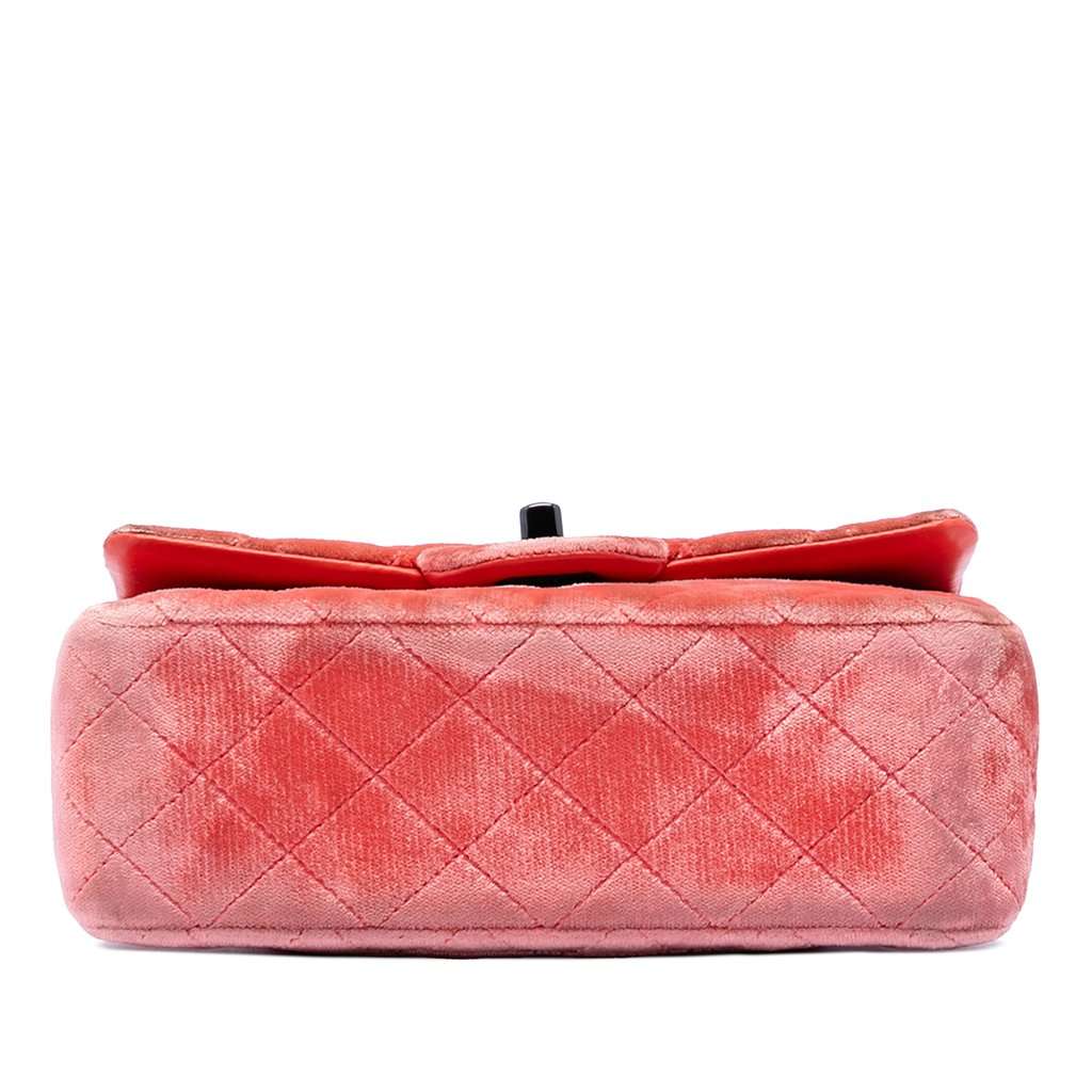 Chanel Mini Rectangular Classic Velvet Single Flap Orange Very good - Inside View