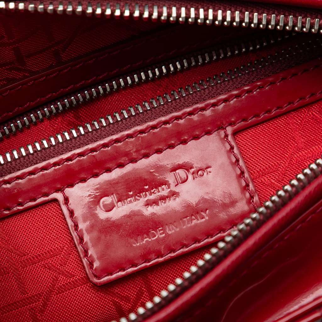 Dior Medium Patent Cannage Lady Dior Red Leather Very good condition - Box View