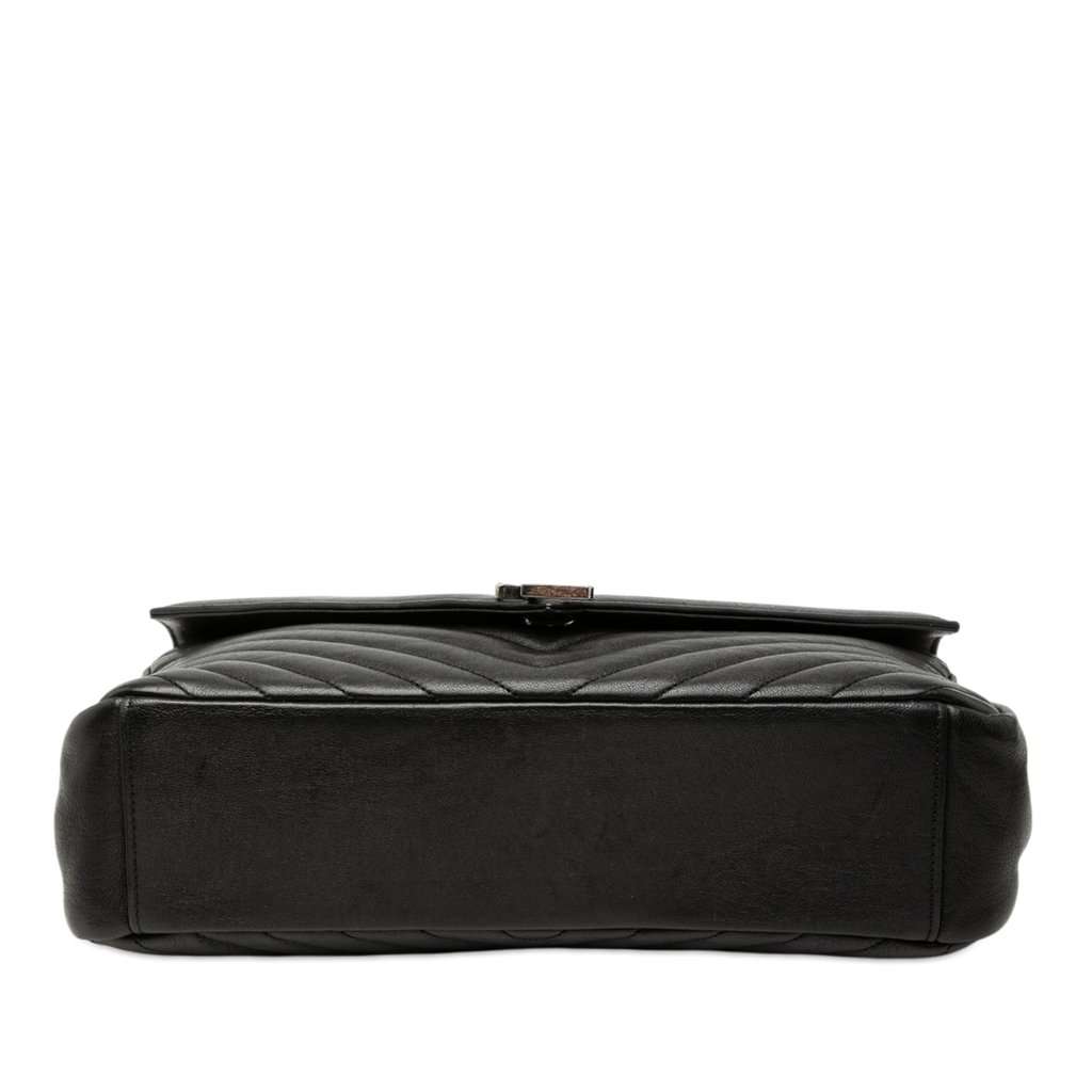 Saint Laurent Large Chevron Sheepskin Monogram College Satchel Black Leather Very good condition - Inside View