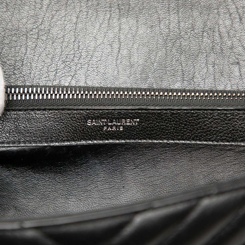 Saint Laurent Large Chevron Sheepskin Monogram College Satchel Black Leather Very good condition - Box View
