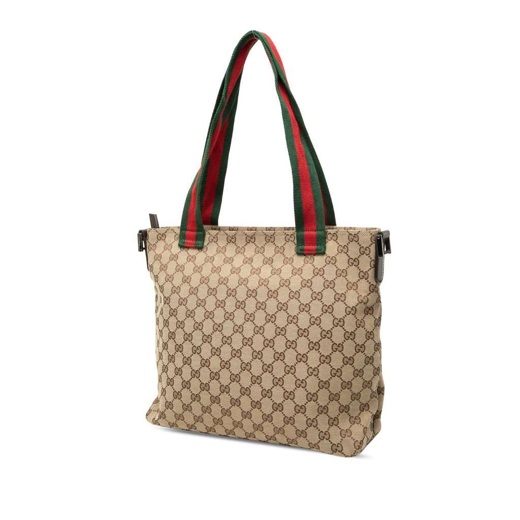 Gucci GG Canvas Web Satchel Beige Very good - Back View