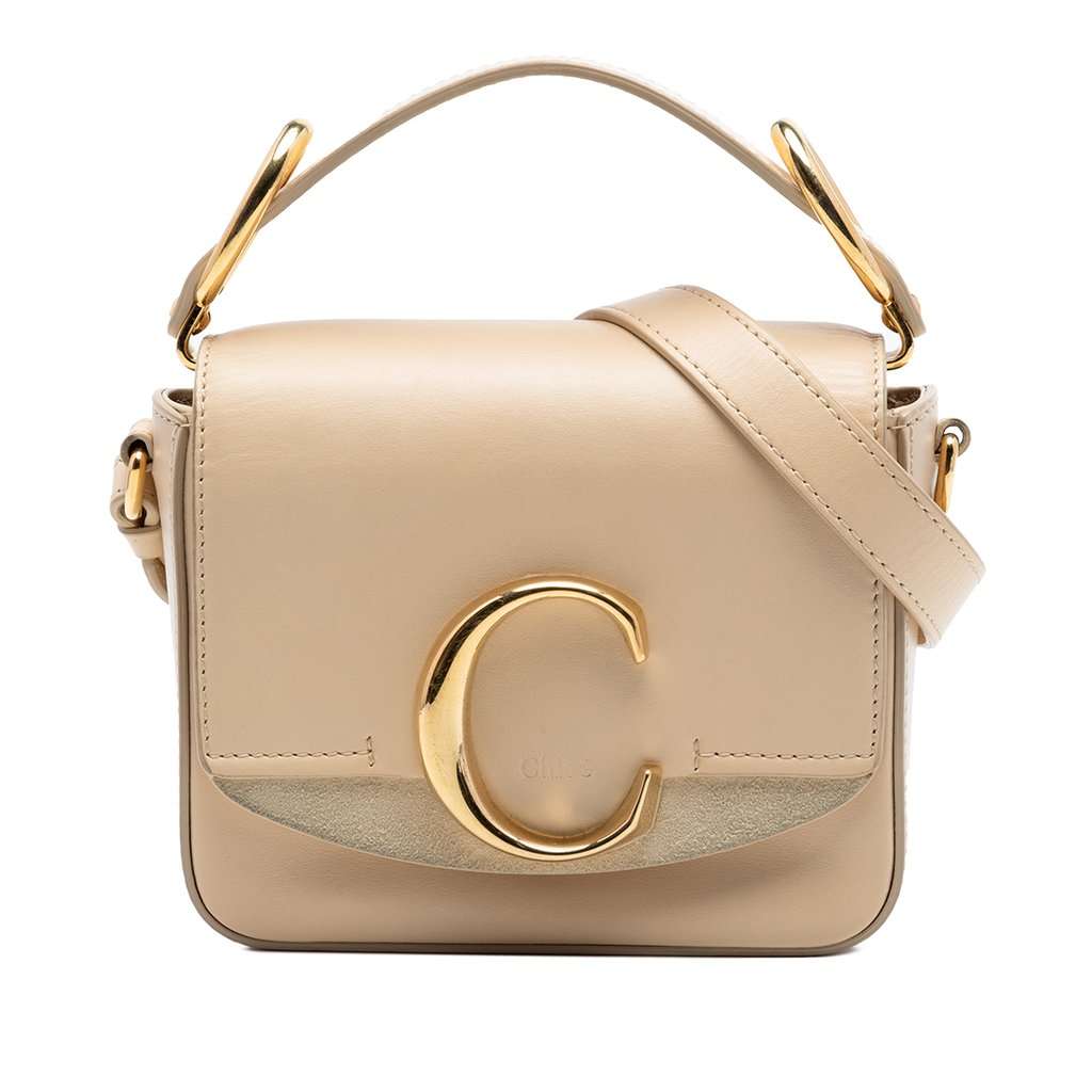 Chloé Mini Calfskin C Satchel Beige Leather Very good condition - Front View