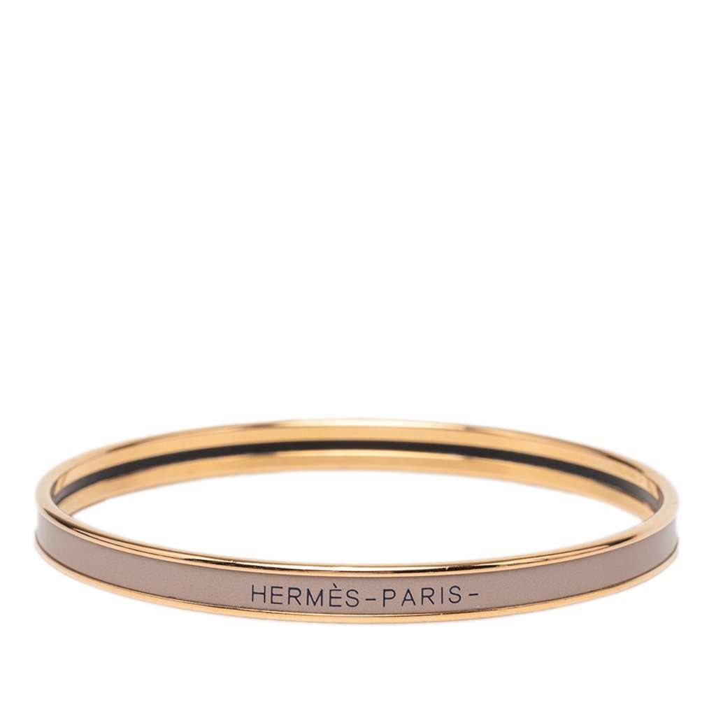 Hermès Extra Narrow Enamel Uni Bangle 62 Brown Very good condition - Front View