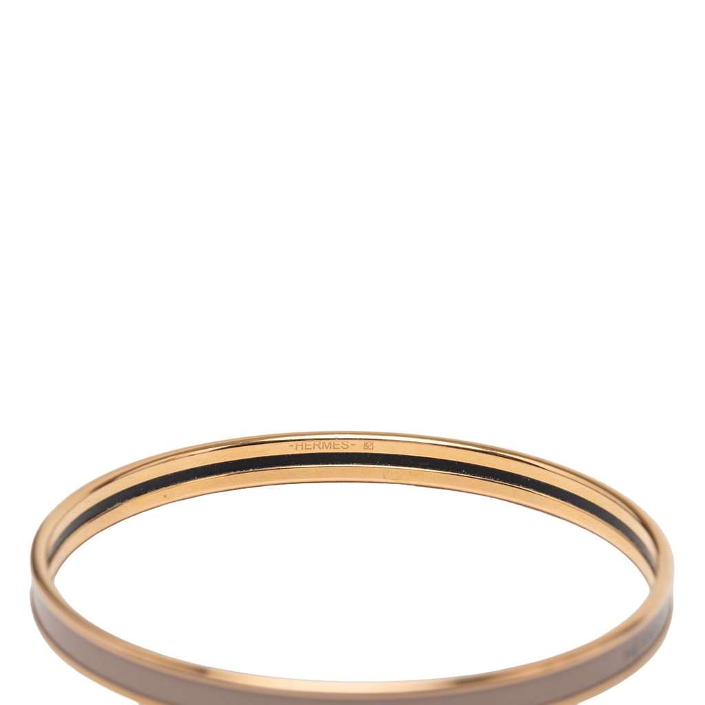 Hermès Extra Narrow Enamel Uni Bangle 62 Brown Very good condition - Box View