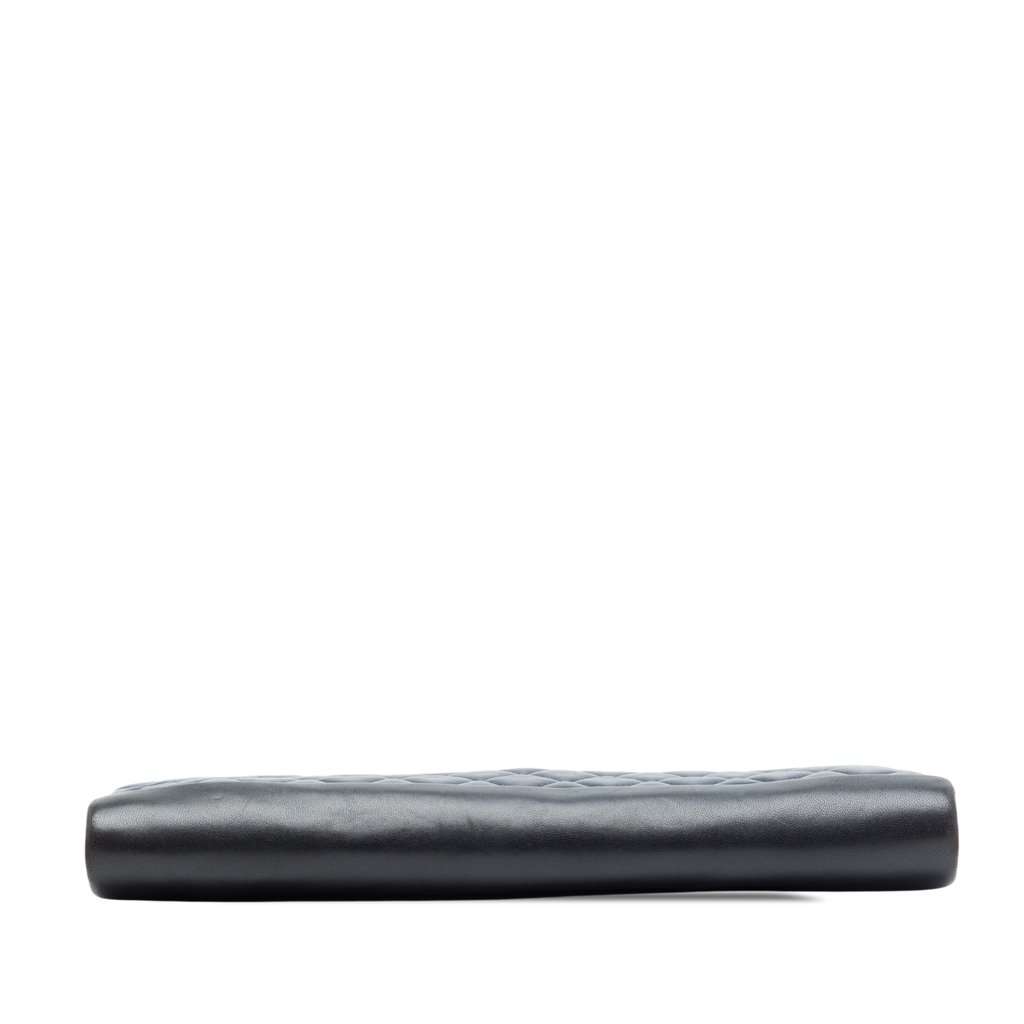 Chanel CC Quilted Lambskin Pearl Evening Baguette Clutch Blue Leather Very good - Inside View