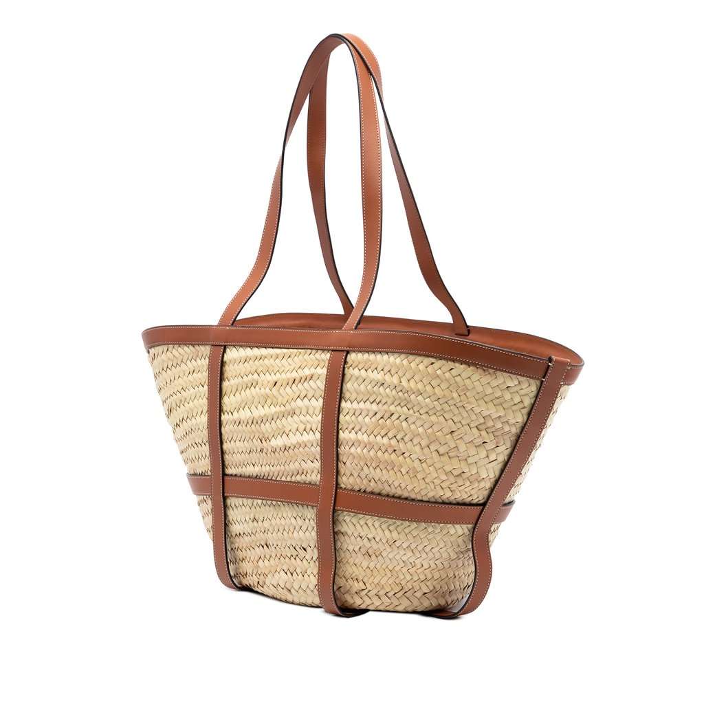 Celine Medium Raffia Gridded Classic Panier Tote Beige Very good condition - Back View