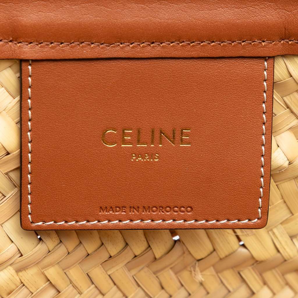 Celine Medium Raffia Gridded Classic Panier Tote Beige Very good condition - Box View