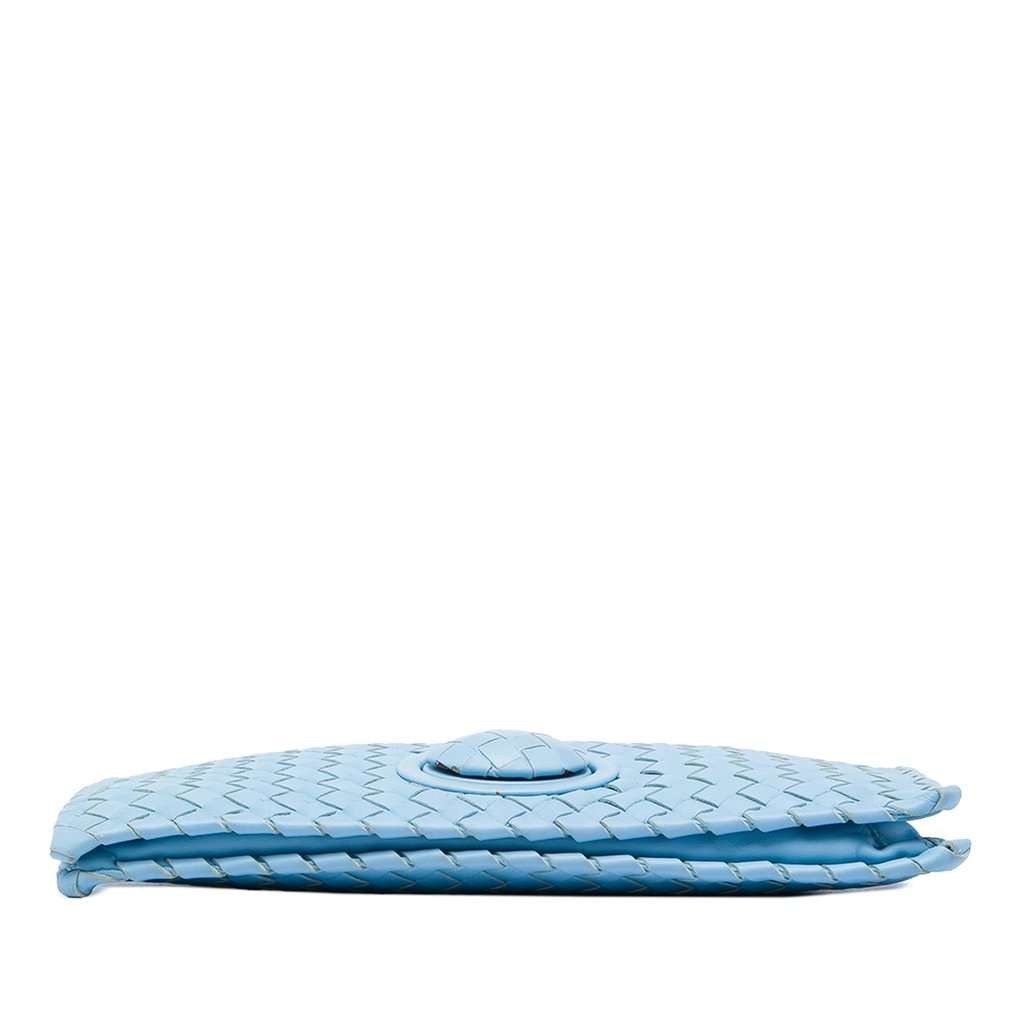 Bottega Veneta Nappa Intrecciato Turn Lock Clutch Blue Leather Very good - Inside View