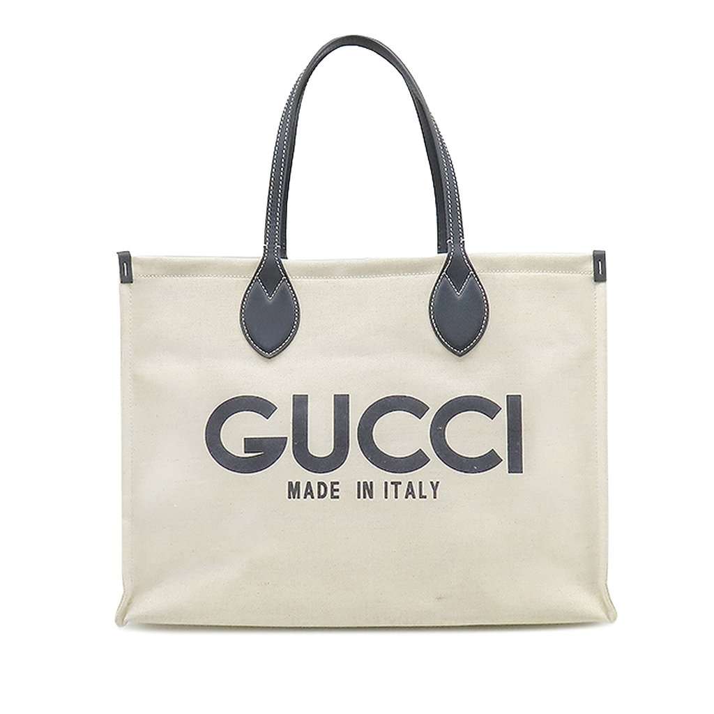Gucci Large Canvas Logo Tote Beige Very good - Front View