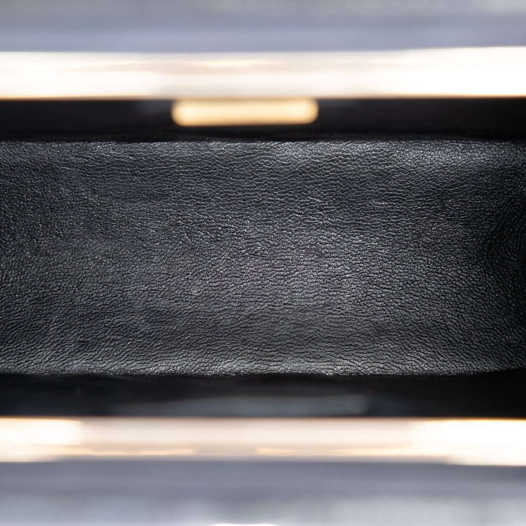 Chanel Quilted Caviar Chain Around Cut Out Evening Box Bag Black Leather Very good condition - Model View