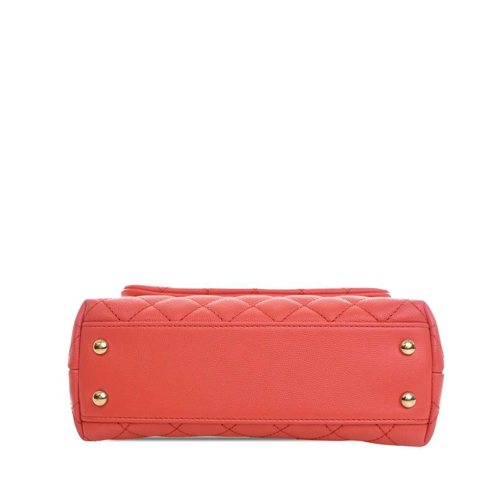 Chanel Mini Caviar Coco Top Handle Bag Orange Leather Very good - Inside View