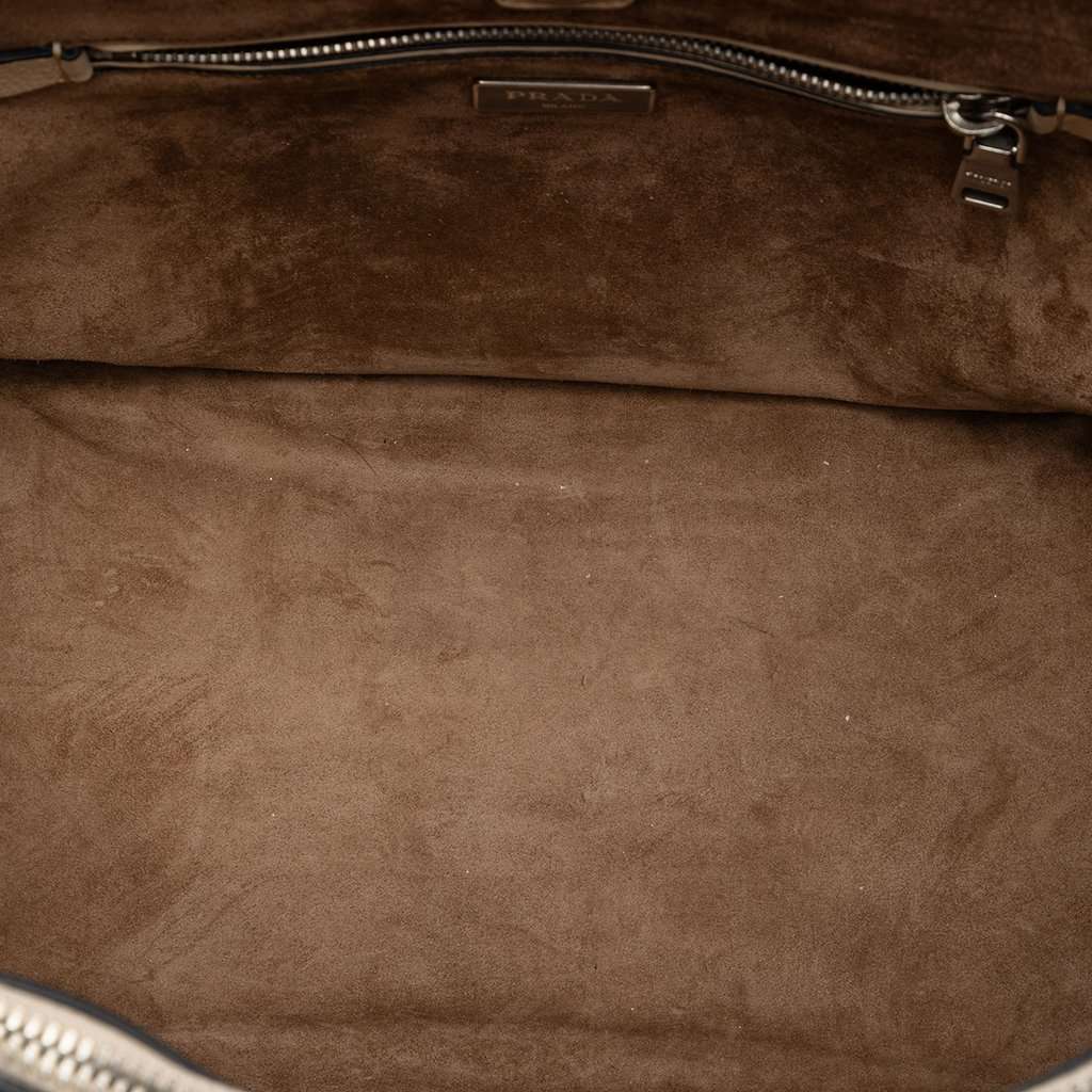 Prada Glace Calf Twin Pocket Double Handle Satchel Beige Leather Very good condition - Model View