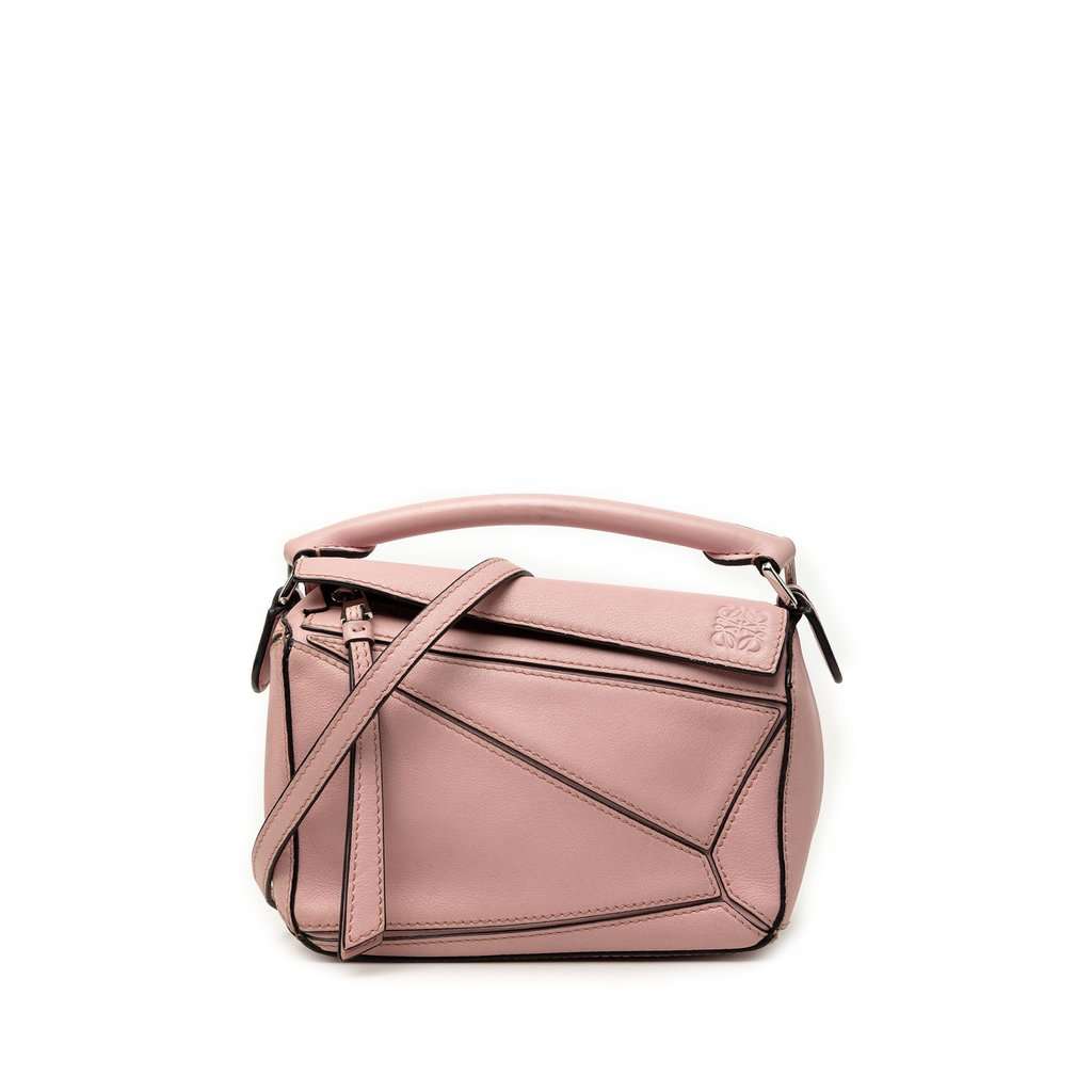 LOEWE Mini Calfskin Puzzle Satchel Pink Leather Very good - Front View