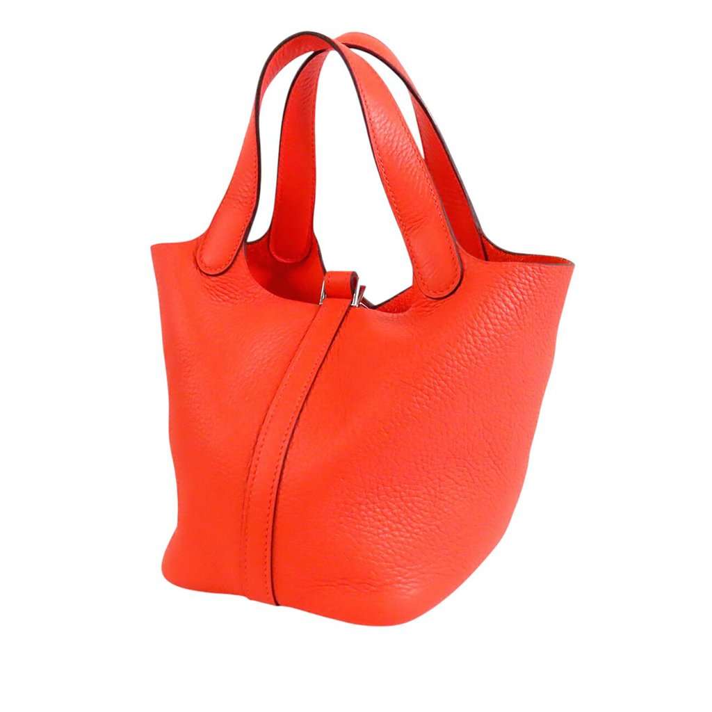 Hermès Clemence Picotin Lock 18 Orange Leather Very good - Back View