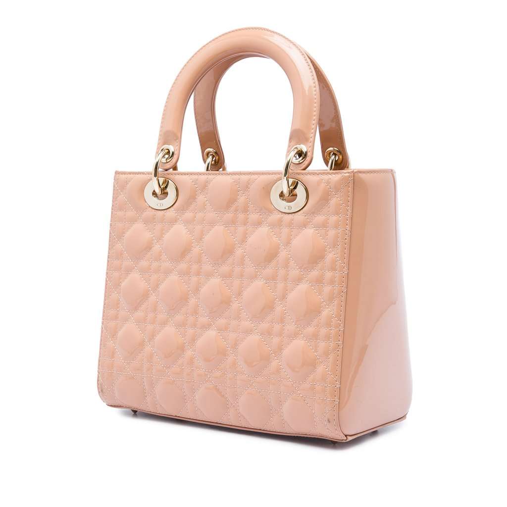 Dior Medium Patent Cannage Lady Dior Brown Leather Very good condition - Back View
