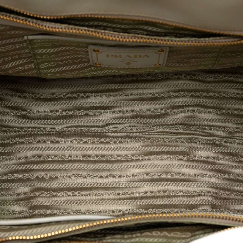 Prada Saffiano Trimmed Canvas Canapa Satchel Beige Very good condition - Model View
