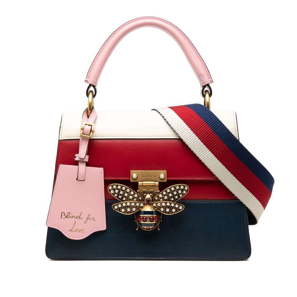 Gucci Small Tricolor Calfskin Queen Margaret Top Handle Bag Red Leather Very good condition - Front View