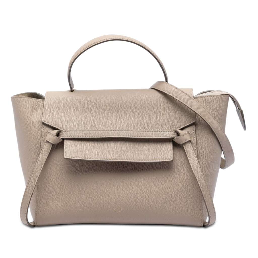 Celine Mini Grained Calfskin Belt Bag Beige Leather Very good condition - Front View