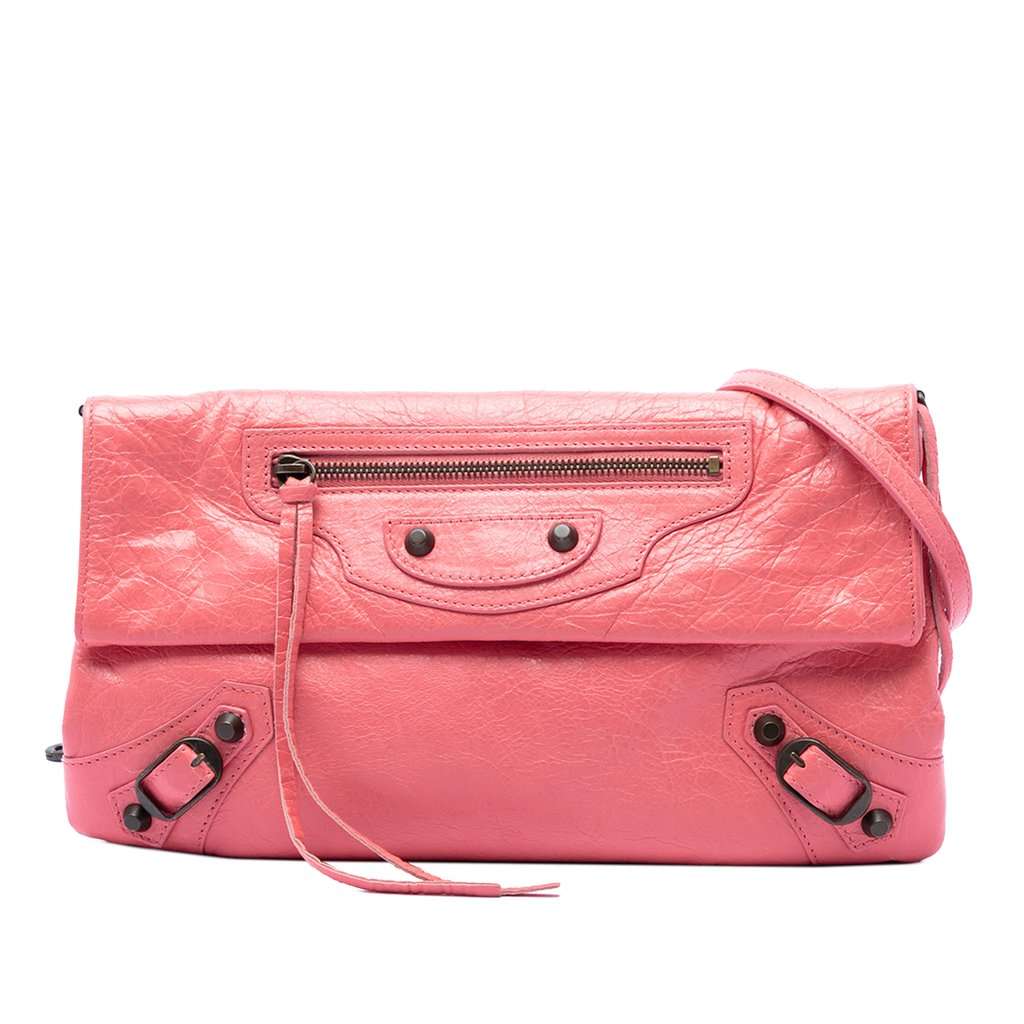 Balenciaga Lambskin Motocross Classic Envelope Crossbody Pink Leather Very good condition - Front View