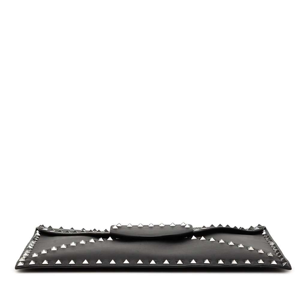 Valentino Leather Rockstud Untitled Envelope Clutch Black Leather Very good - Inside View