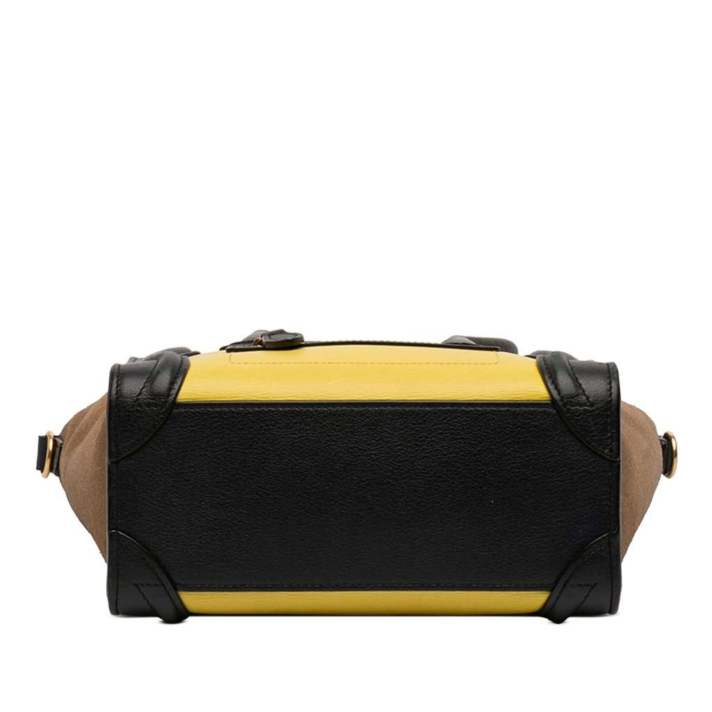 Celine Nano Tricolor Calfskin and Suede Luggage Tote Yellow Leather Very good condition - Inside View