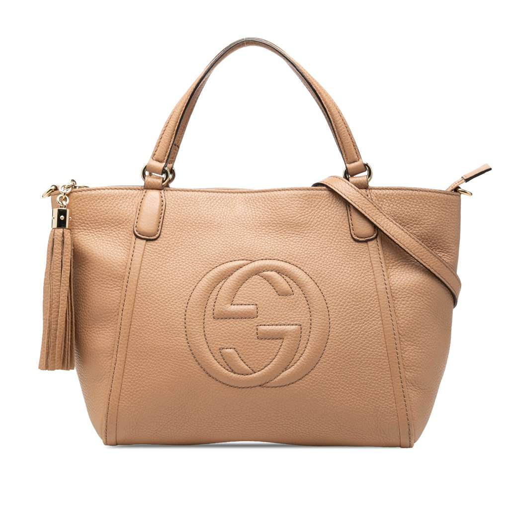 Gucci Small Calfskin Soho Cellarius Satchel Brown Leather Very good condition - Front View
