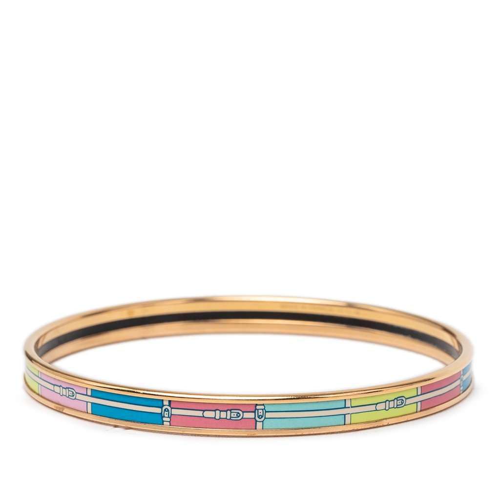 Hermès Extra Narrow Printed Enamel Uni Bangle Gold Metal Very good condition - Inside View