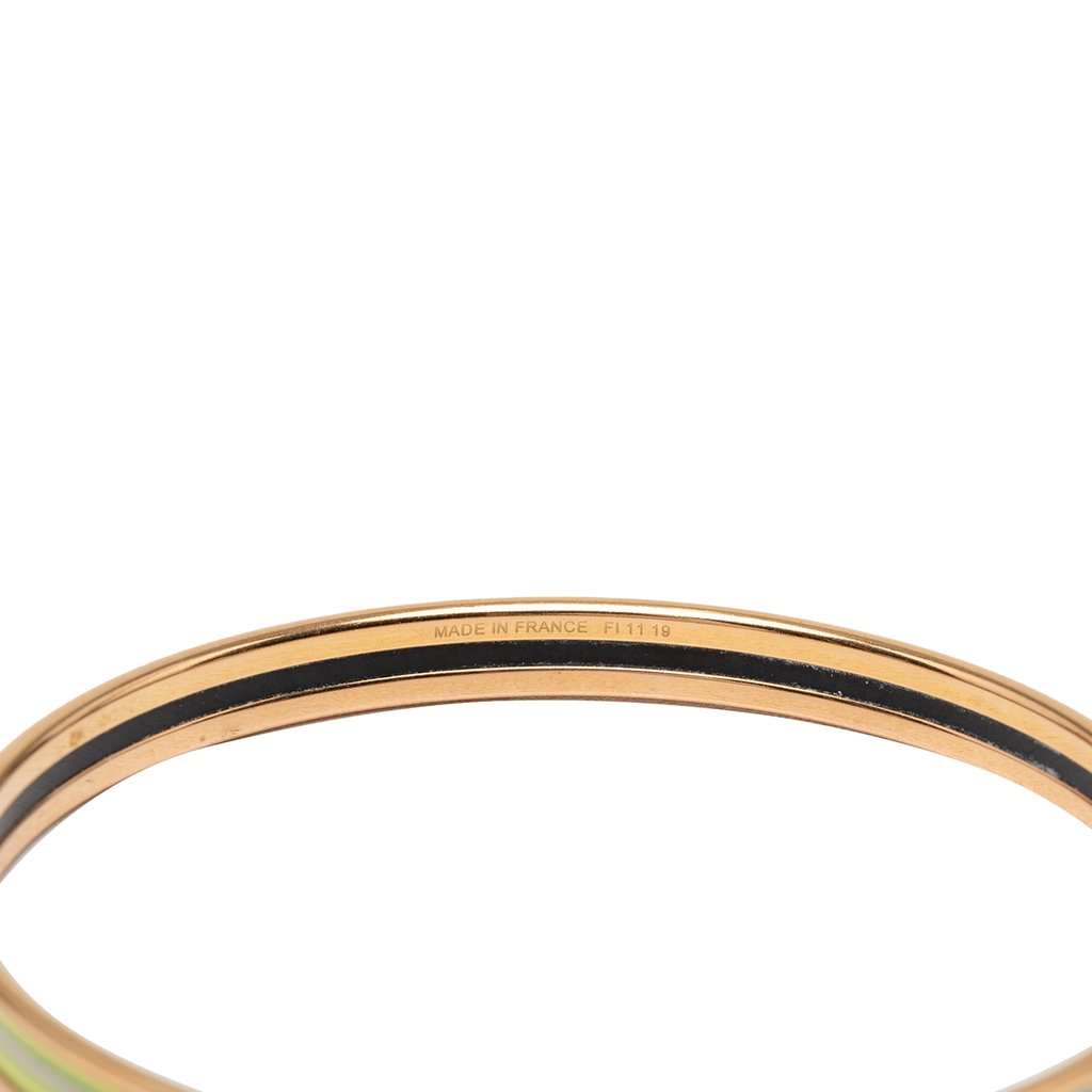 Hermès Extra Narrow Printed Enamel Uni Bangle Gold Metal Very good condition - Model View