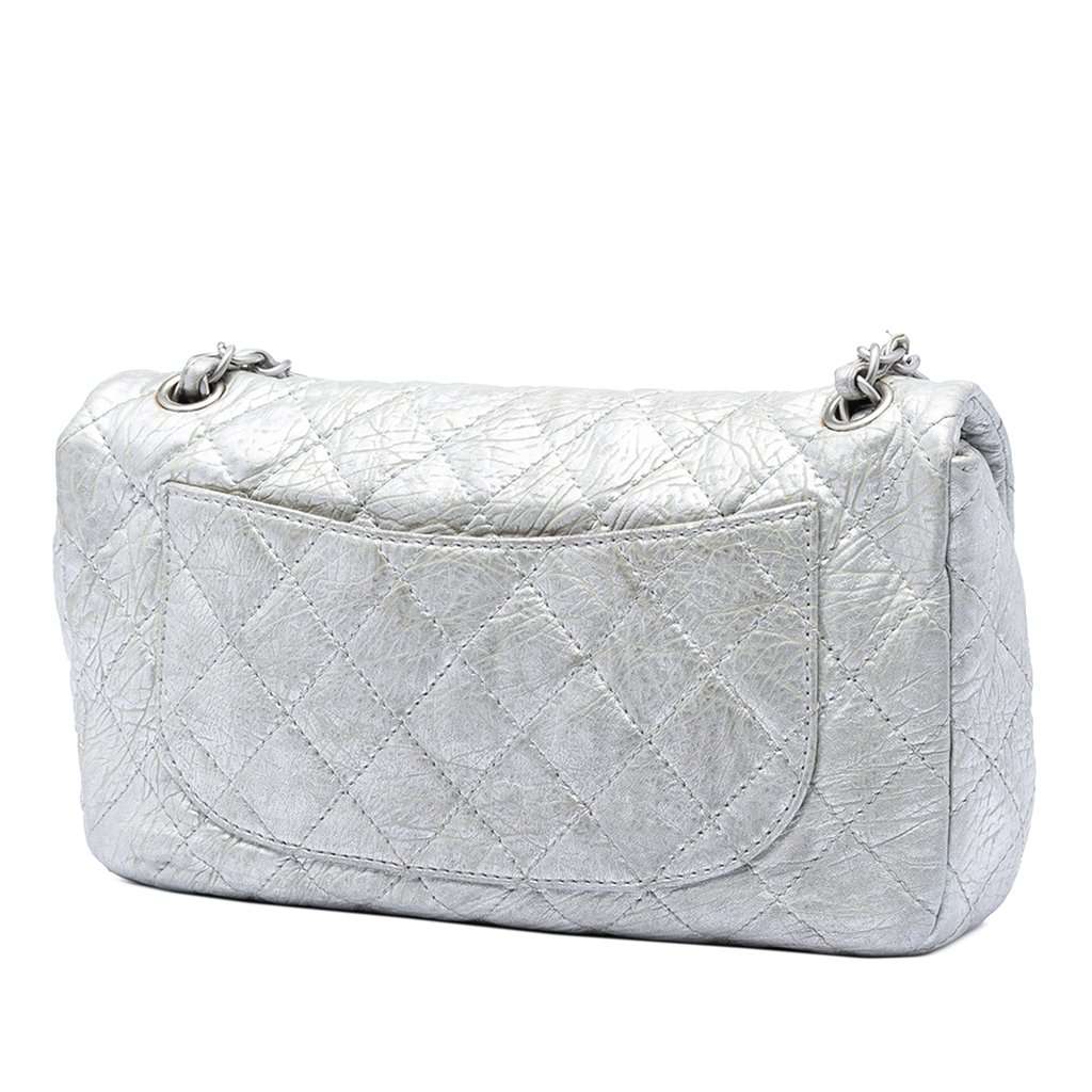 Chanel Medium Calfskin Ice Cube On the Rocks Flap Silver Leather Very good - Back View