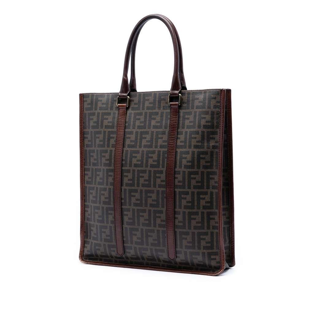 Fendi Zucca Coated Canvas Vertical Tote Brown Very good - Back View