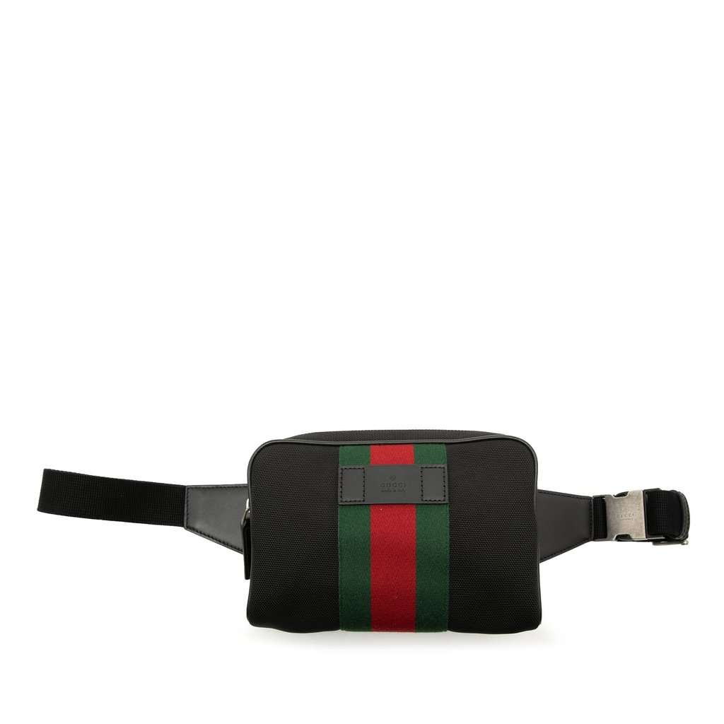 Gucci Canvas Techno Web Belt Bag Black Very good - Front View