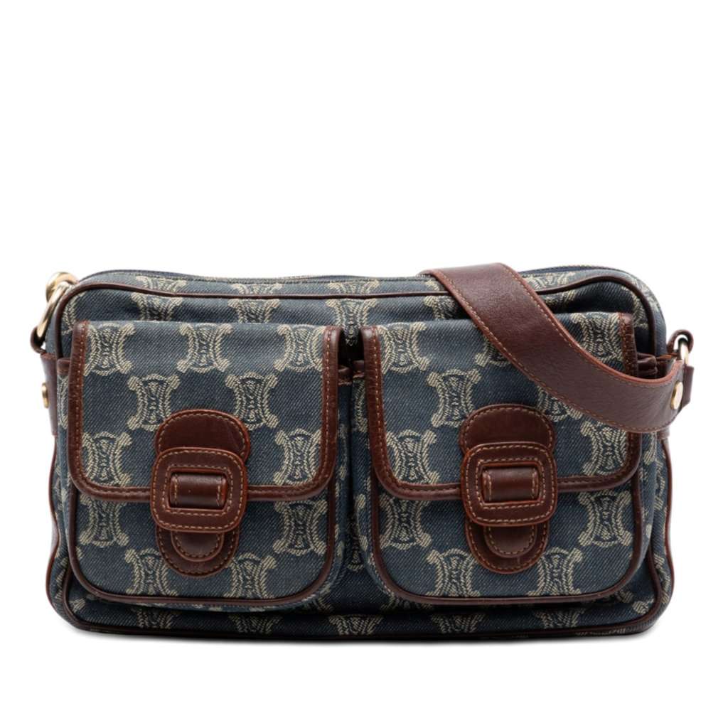Celine Macadam Denim Pocket Crossbody Blue Very good condition - Front View