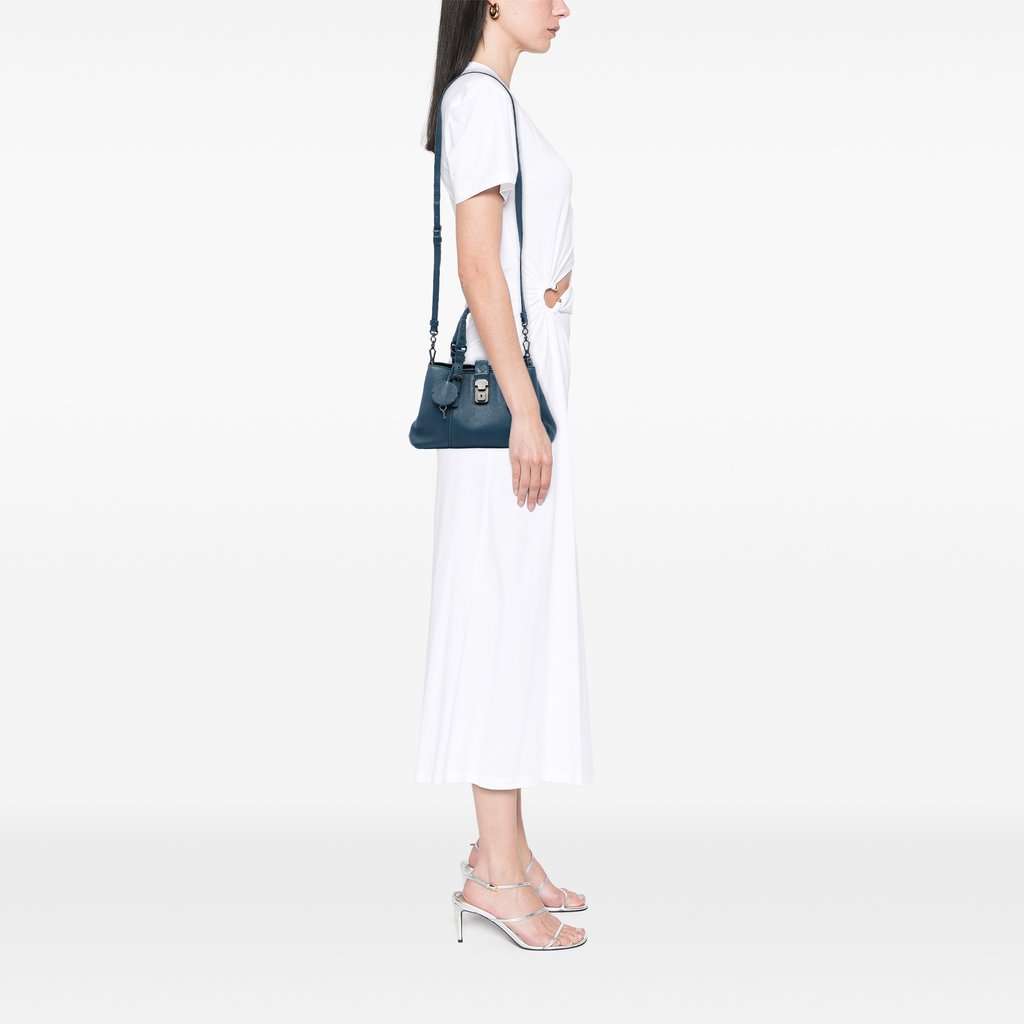 Bottega Veneta Small Cervo Roma Satchel Blue Leather Very good - Box View