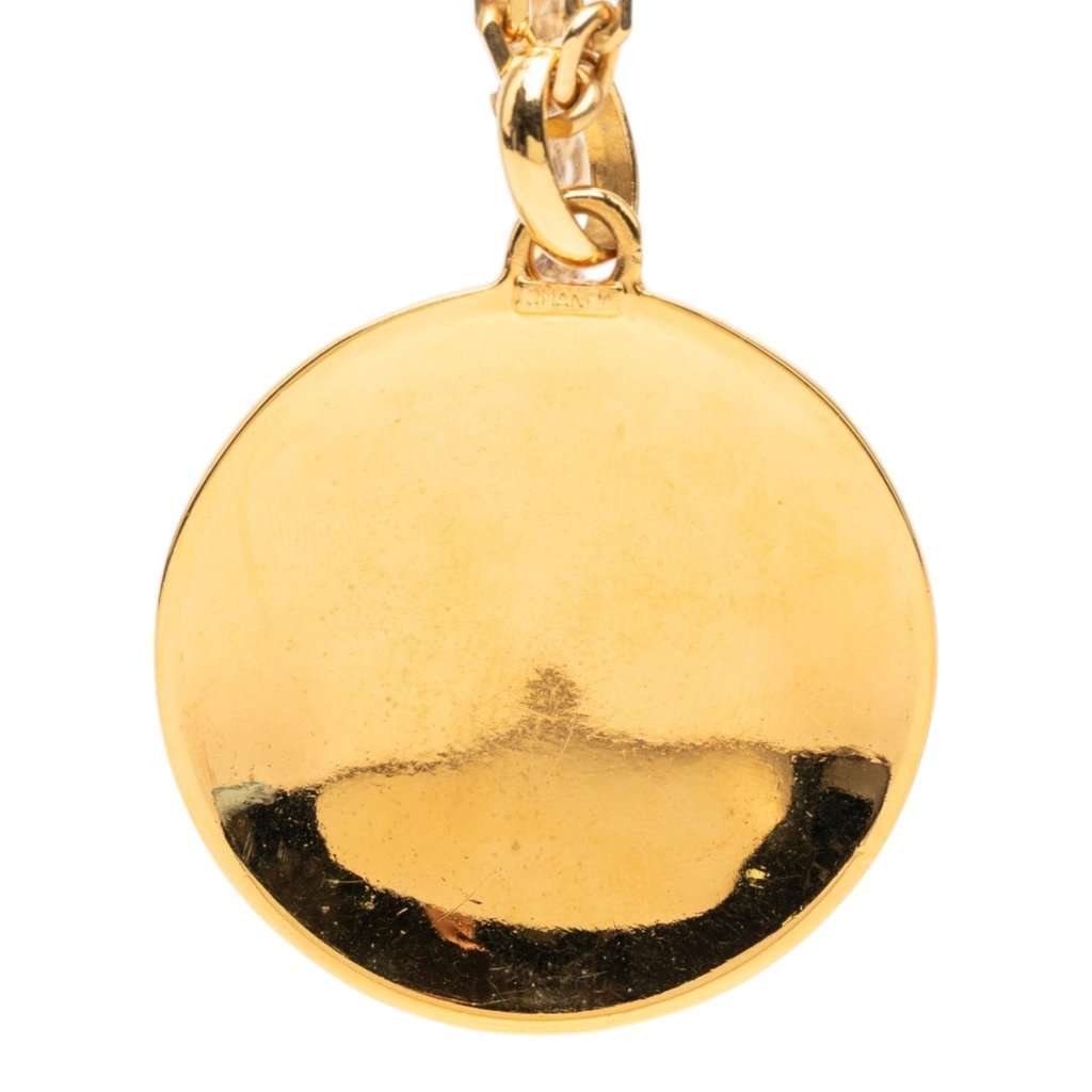 Chanel CC Gold Plated Enamel Sun Medallion Pendant Necklace Gold Metal Very good condition - Back View