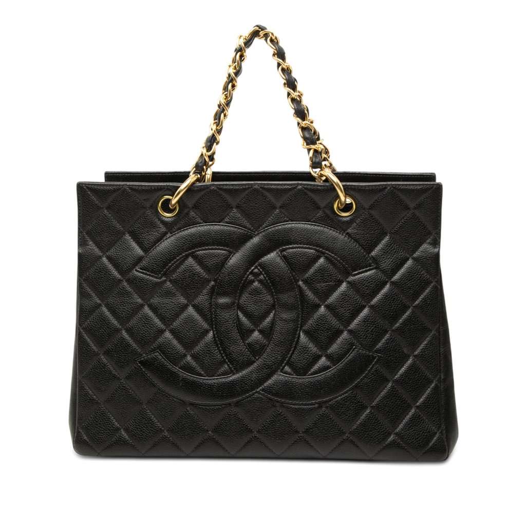 Chanel Grand CC Caviar Timeless Shopping Tote Black Leather Very good - Front View