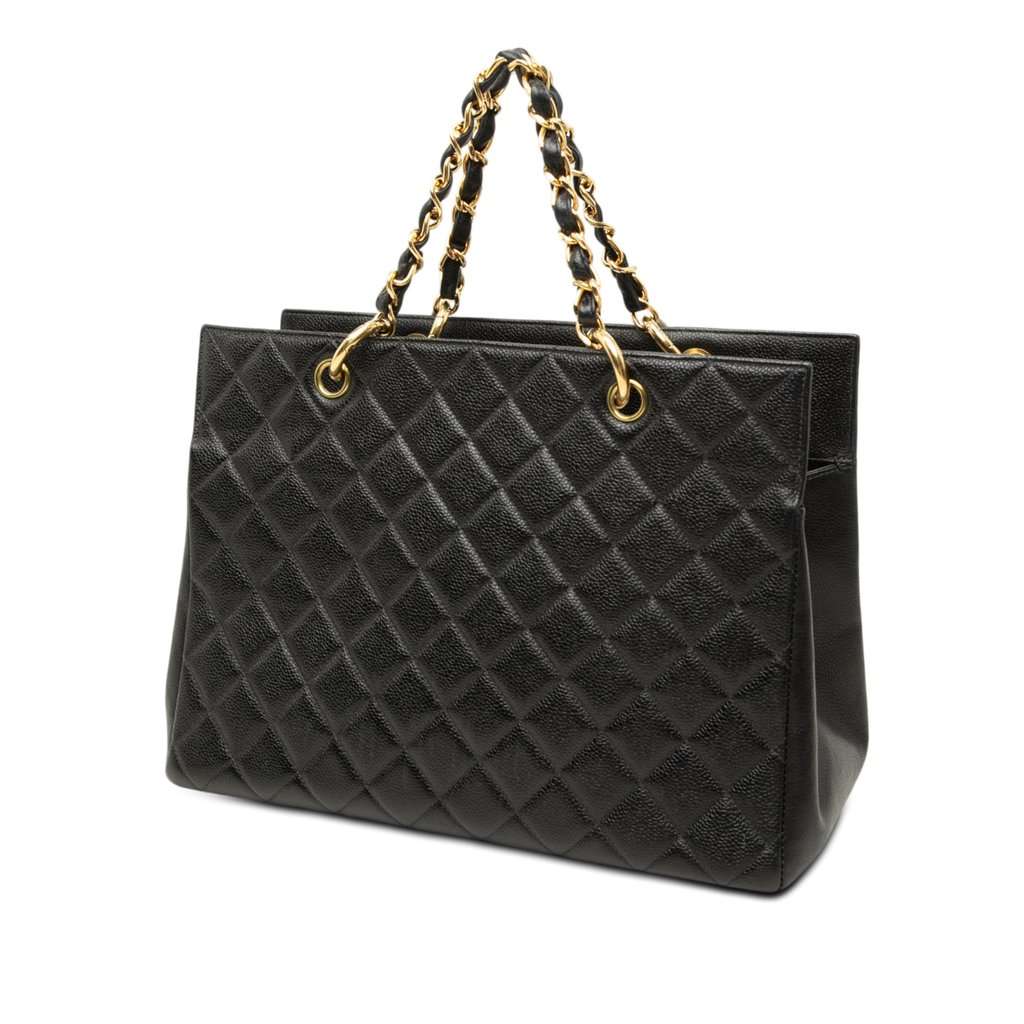 Chanel Grand CC Caviar Timeless Shopping Tote Black Leather Very good - Back View