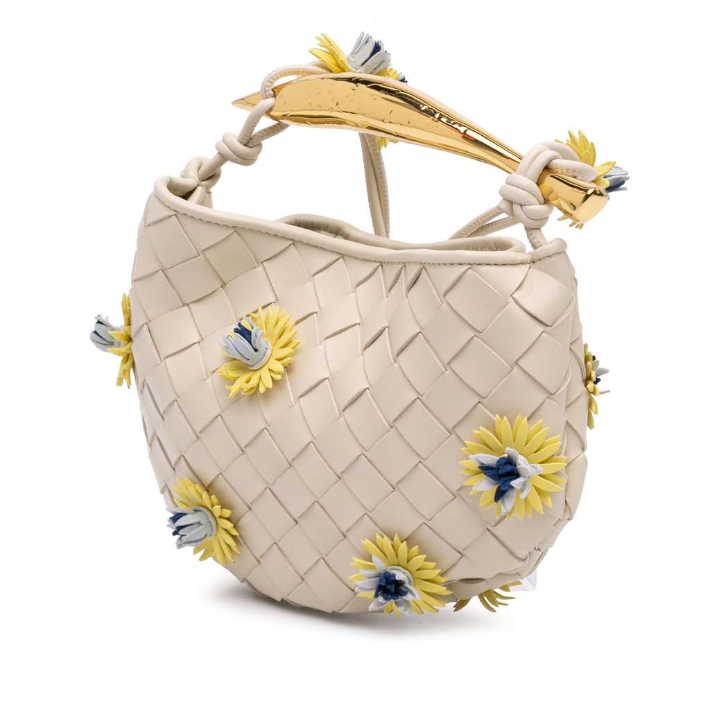 Bottega Veneta Baby Lambskin Intrecciato Floral Sardine White Leather Very good condition - Back View