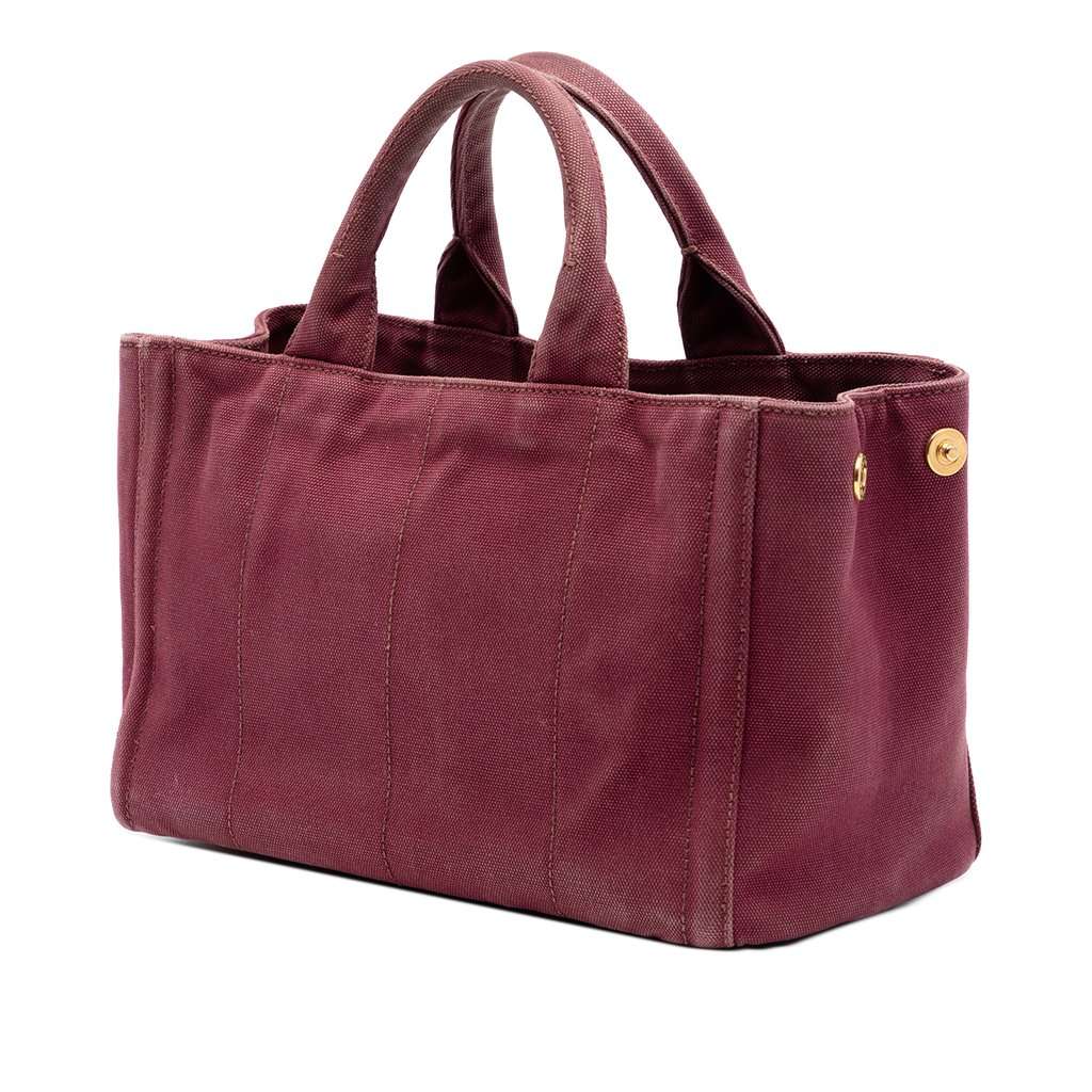 Prada Small Canvas Canapa Bijoux Satchel Red Very good condition - Back View