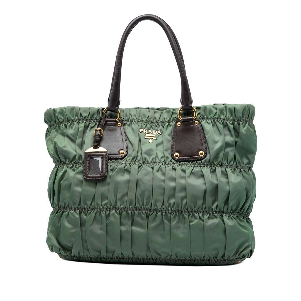 Prada Tessuto Gaufre Tote Green Very good condition - Front View