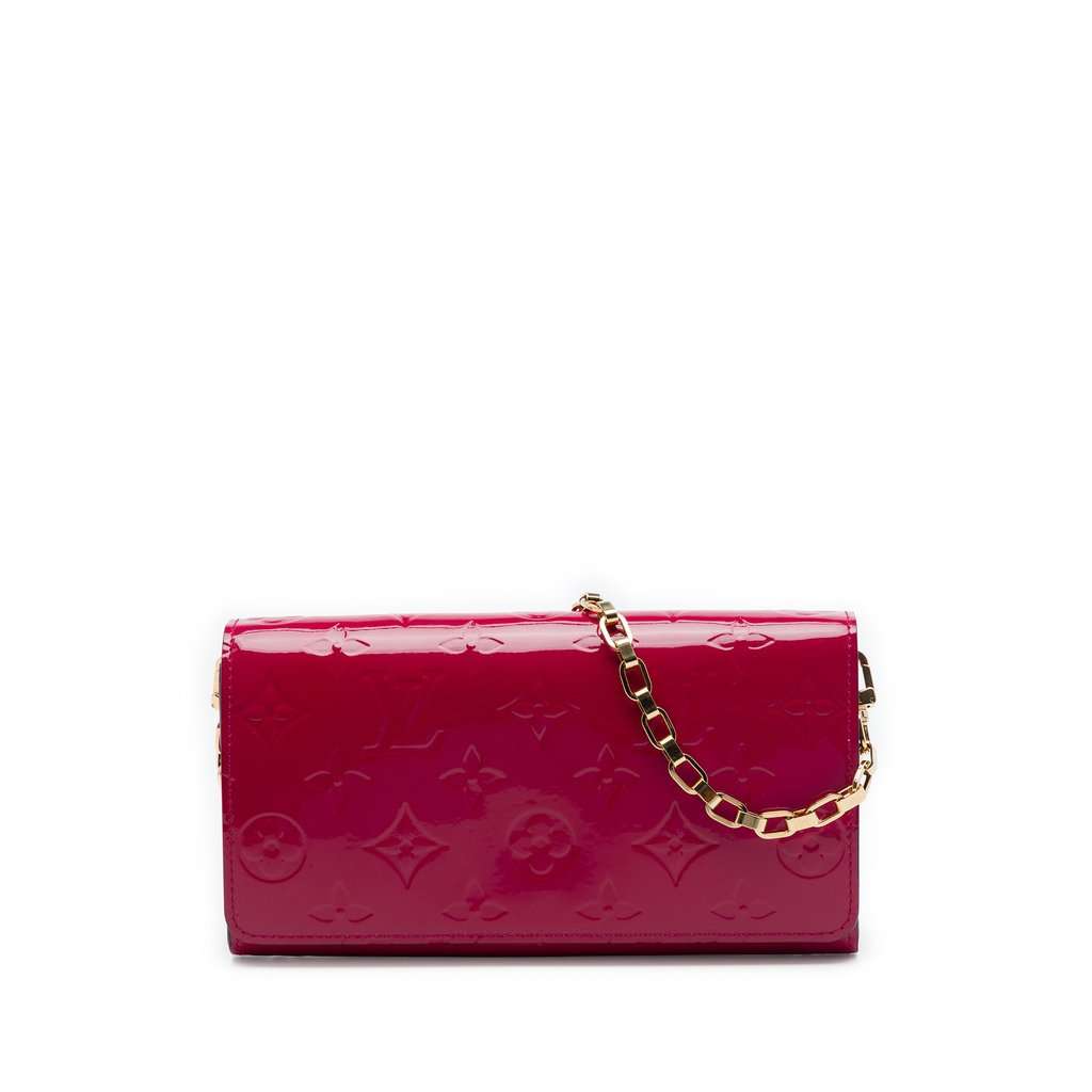 Louis Vuitton Monogram Vernis Chain Wallet Pink Leather Very good condition - Front View