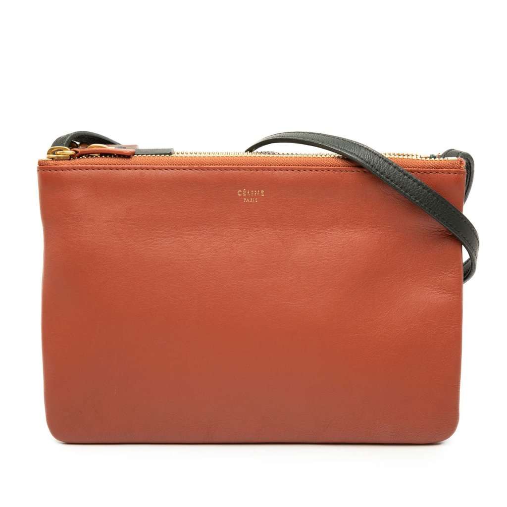 Celine Small Tricolor Lambskin Trio Crossbody Orange Leather Very good - Front View