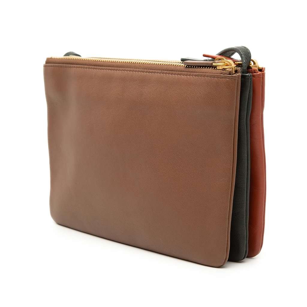 Celine Small Tricolor Lambskin Trio Crossbody Orange Leather Very good - Back View