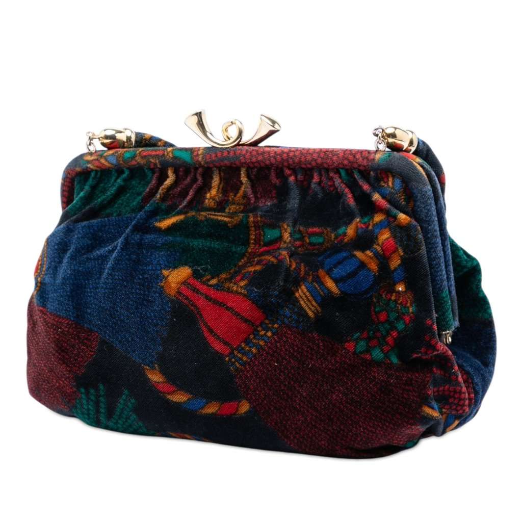 Bottega Veneta Printed Velvet Frame Shoulder Bag MultiColor Very good condition - Back View