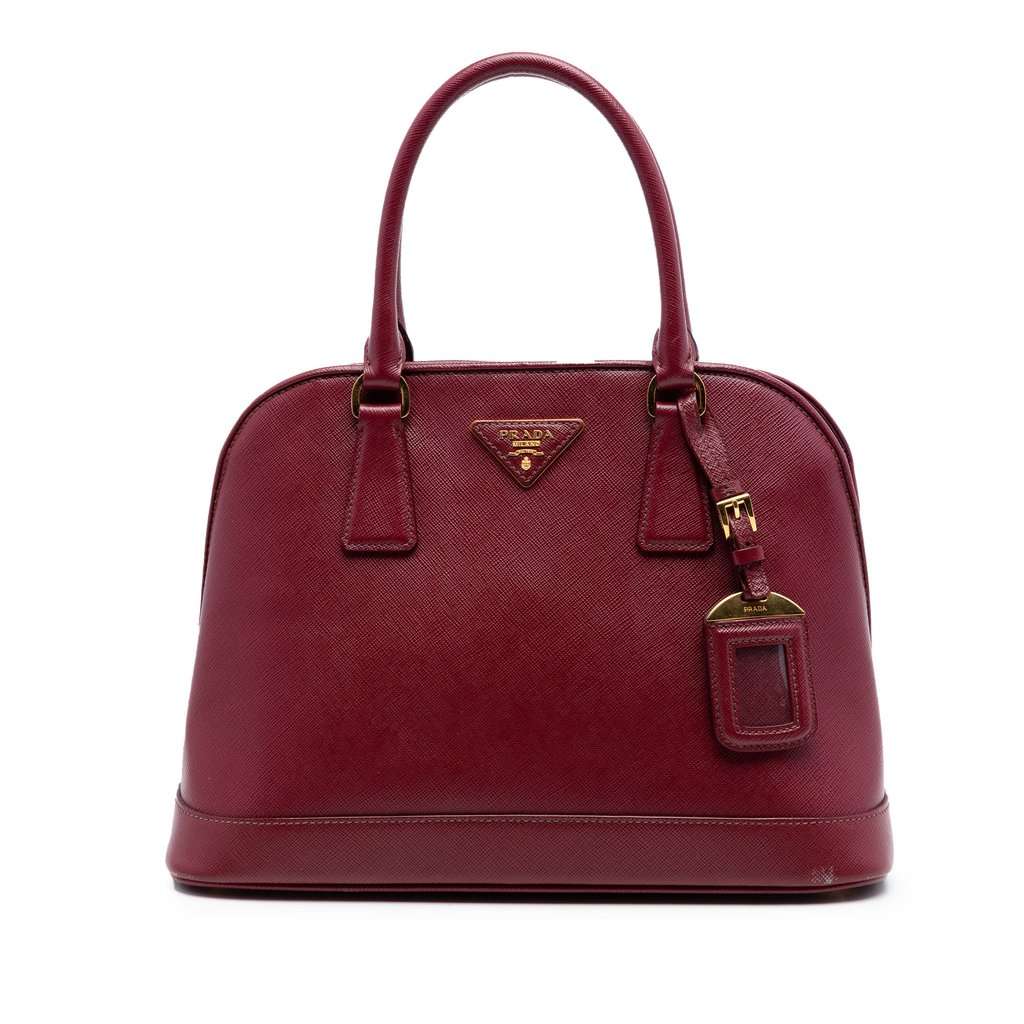 Prada Medium Saffiano Lux Open Promenade Satchel Red Leather Very good condition - Front View