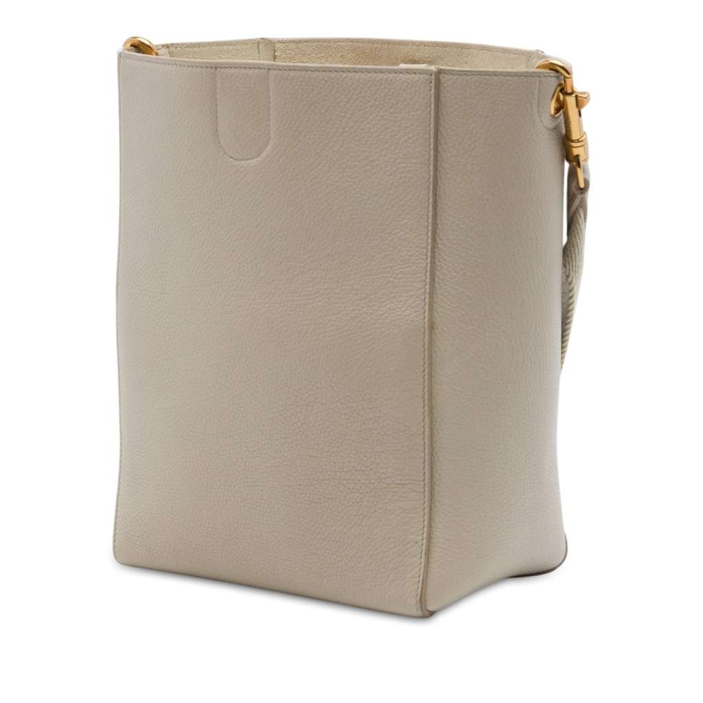 Celine Small Soft Grained Calfskin Seau Sangle Bucket Bag Brown Leather Very good - Back View