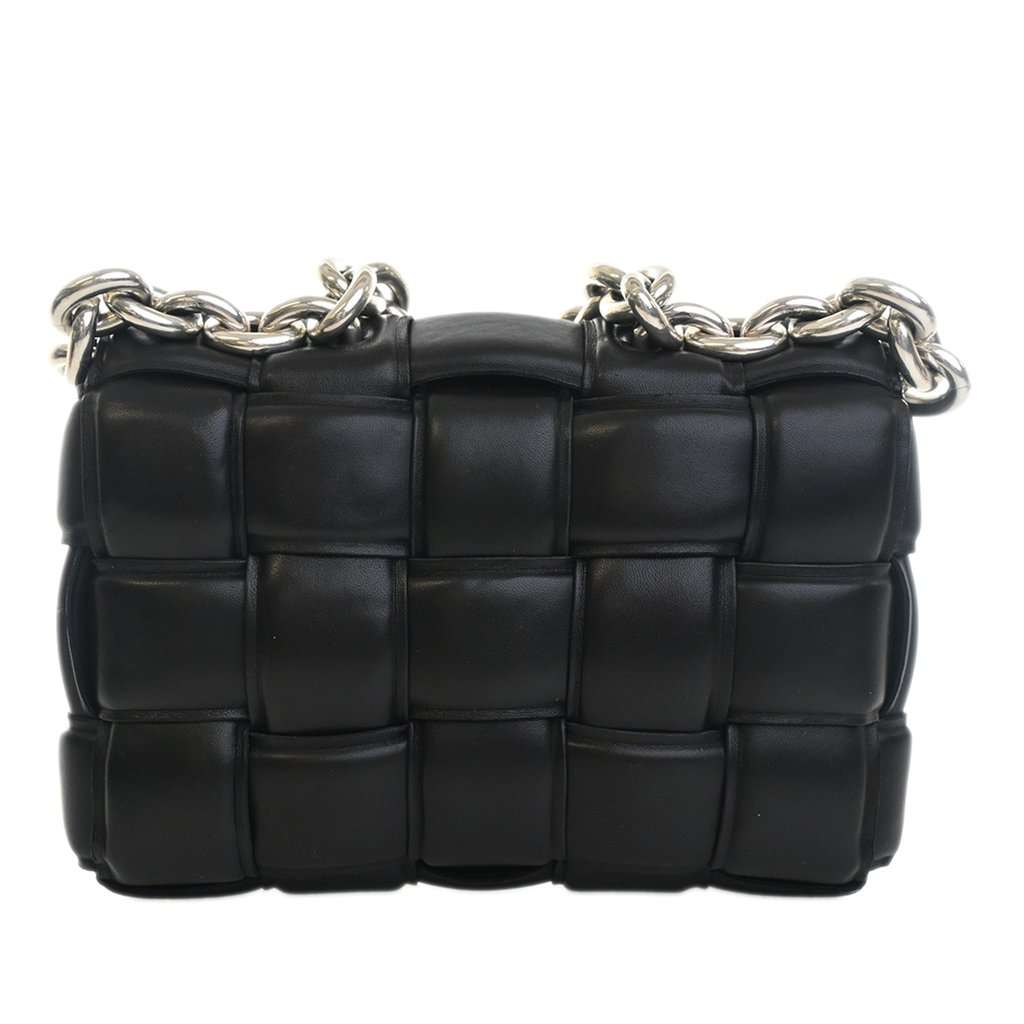 Bottega Veneta Nappa Intrecciato Padded Chain Cassette Satchel Black Leather Very good - Back View