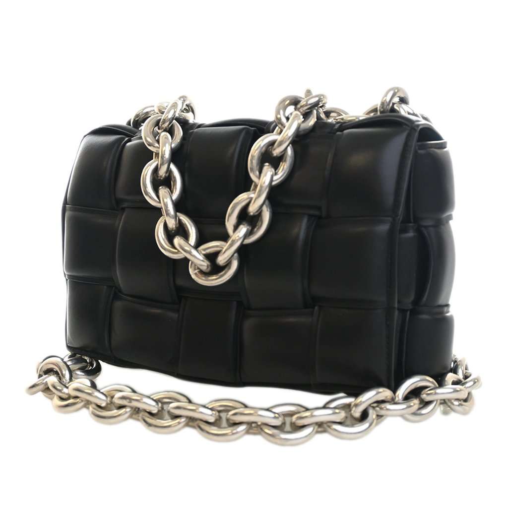 Bottega Veneta Nappa Intrecciato Padded Chain Cassette Satchel Black Leather Very good - Model View